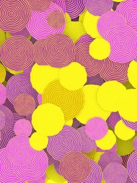 Line art pattern of striped circles. Minimal 3d rendering digital illustration Stock Illustration