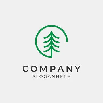 Line art pine tree logo Stock Illustration