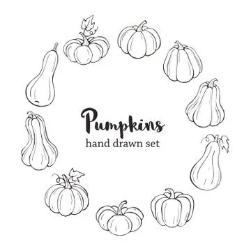 Line art pumpkins Stock Illustration