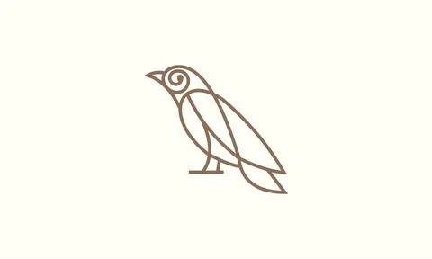 Line art raven logo template Stock Illustration