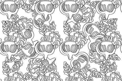 Line art seamless pattern with beets plants vector illustration. Hand drawn.. Stock Illustration