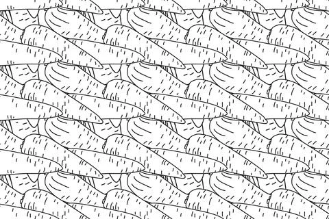 Line art seamless pattern with carrots plants vector illustration. Hand dra.. Stock Illustration