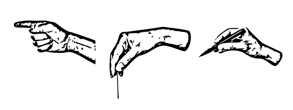 Line art set featuring different hand gestures Stock Illustration