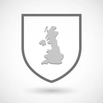 Line art shield icon with  a map of the UK Stock Illustration
