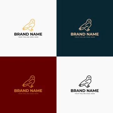 Line art Simple creative modern owl logo and icon design concept. Flat linear Stock Illustration