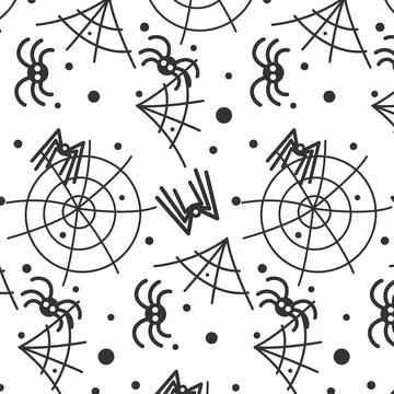 Line art spider and cobweb Stock Illustration