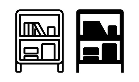 Line Art Style Bookcase Design with Minimalist Aesthetic and Simple Shapes Stock Illustration