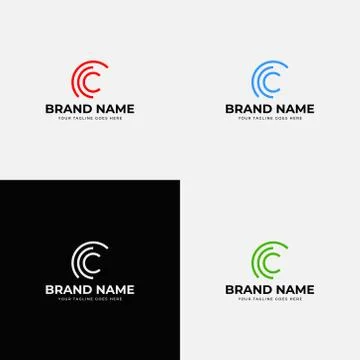 Line art style creative abstract modern Letter C vector line logo design. Min Stock Illustration