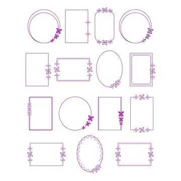 Line art style frames of various shapes. Rectangular and oval minimalist frames Stockillustratie