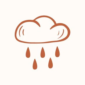 Line art style rain cloud icon with falling drops. Weather symbol for Stockillustratie