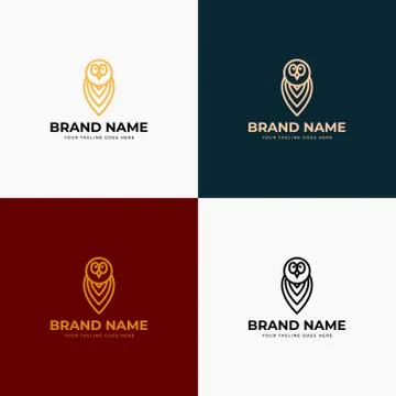 Line art style simple creative modern owl logo and icon design concept. Flat  Stock Illustration