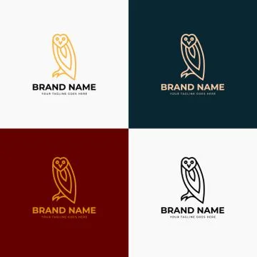 Line art style Simple creative modern owl logo and icon design concept. Flat  Stock Illustration