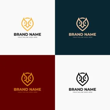 Line art style Simple creative modern owl logo and icon design concept. Flat  Illustrazione stock