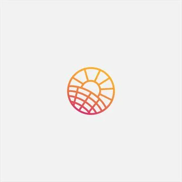 Line art sun logo vector template Stock Illustration