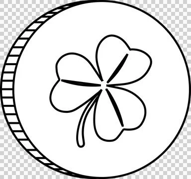 Line art token is featuring stylized four-leaf clover with ridged edge, Stock Illustration