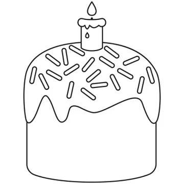 Line art traditional easter cake candle icon Stock Illustration