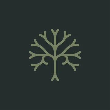 Line art tree logo Stock Illustration