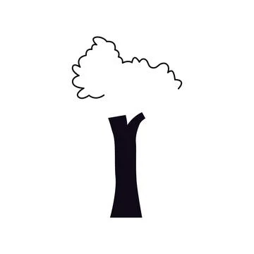 Line art tree vector silhouette. Stock Illustration