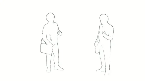 Line Art Two People Conversation Sketch Animation Stock Footage 340253935