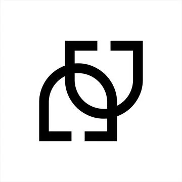 Line art UN, NU initials simple geometric company logo Stock Illustration