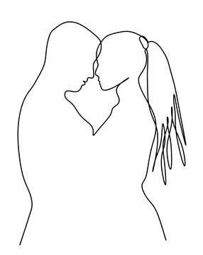 Line art Vector couple. Stock Illustration