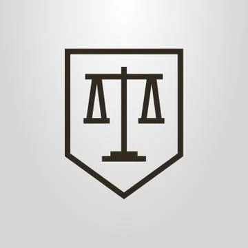 Line art vector geometric symbol of weights on the shield Stock Illustration