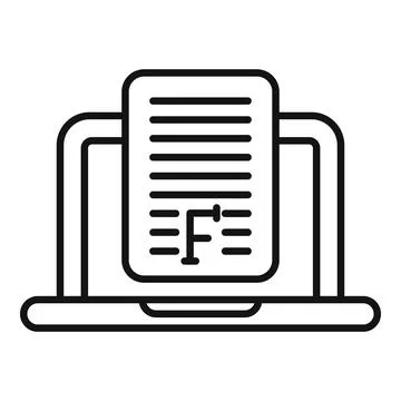 Line art vector illustration of a computer monitor displaying a news article Stock Illustration