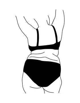 Line art vector illustration of curvy woman. Stock Illustration