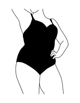 Line art vector illustration of curvy woman. Illustrazione stock