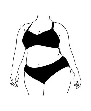 Line art vector illustration of curvy woman. Stock Illustration