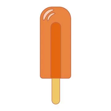 Line art vector illustration of fruit, orange popsicle ice cream or frozen ju Stock Illustration