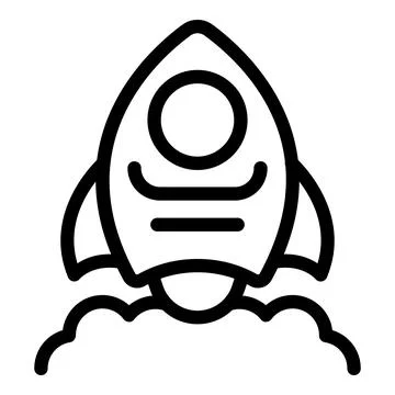 Line art vector illustration of a space rocket Illustrazione stock