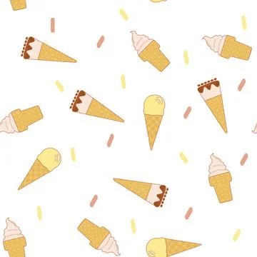 Line art vector illustration of waffle cone with ball of ice cream or gelato in Stock Illustration