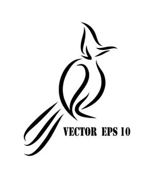 Line art vector logo of Red-whiskered bulbul bird eps 10 Stock Illustration
