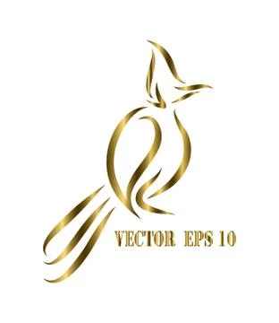 Line art vector logo of Red-whiskered bulbul bird eps 10 Stock Illustration