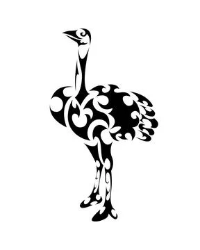 Line art vector of ostrich is standing. Stock Illustration