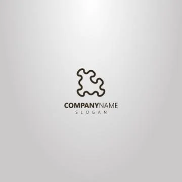  line art vector outline logo of puzzle detail Illustrazione stock