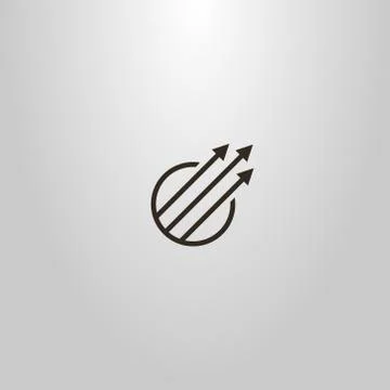 Line art vector sign of three diagonal arrows in a round frame Stock Illustration