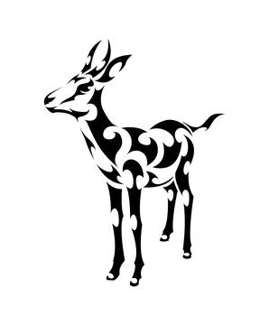 Line art vector of springbok is standing. Stock Illustration