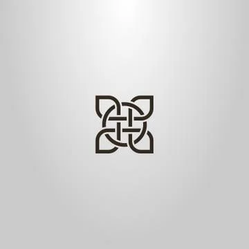 Line art vector square sign of element of celtic ornament  Stock Illustration