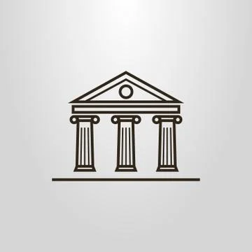 Line art vector symbol of columns antique building Ilustración de archivo