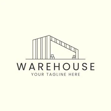 Line art warehouse logo vector illustration design, store house logo design Stock Illustration