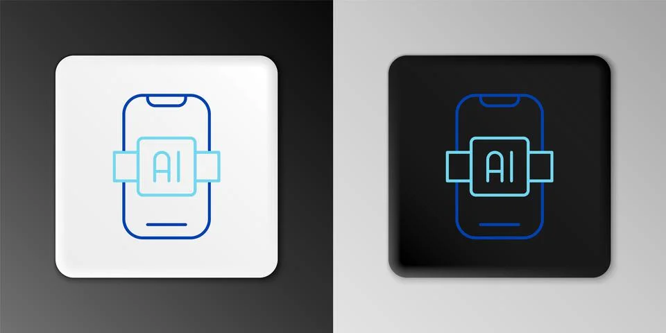 Line Artificial intelligence AI icon isolated on grey background. Machine Stock Illustration