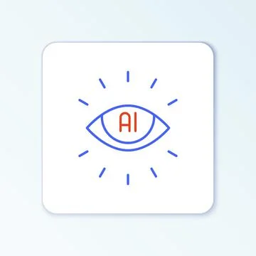 Line Artificial intelligence AI icon isolated on white background. Machine Illustrazione stock