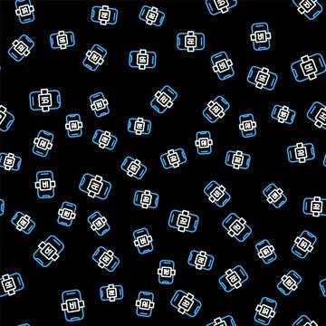Line Artificial intelligence AI icon isolated seamless pattern on black 스톡 일러스트