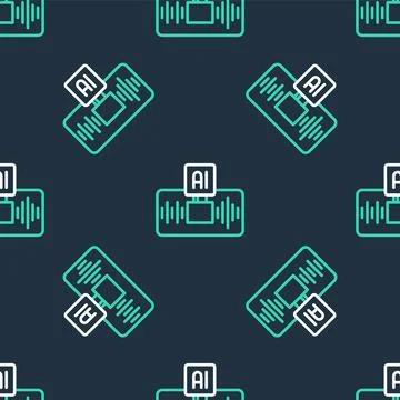 Line Artificial intelligence AI icon isolated seamless pattern on black bac.. Stockillustratie