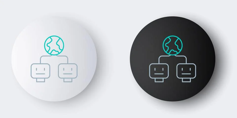 Line Artificial intelligence icon isolated on grey background. Machine learning Stock Illustration
