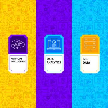 Line Artificial Intelligence Package Labels 스톡 일러스트