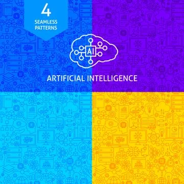 Line Artificial Intelligence Patterns Illustrazione stock
