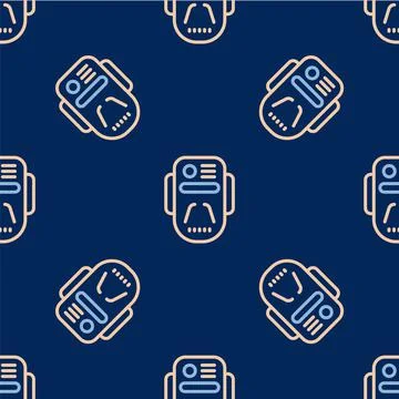 Line Artificial intelligence robot icon isolated seamless pattern on blue Stock Illustration